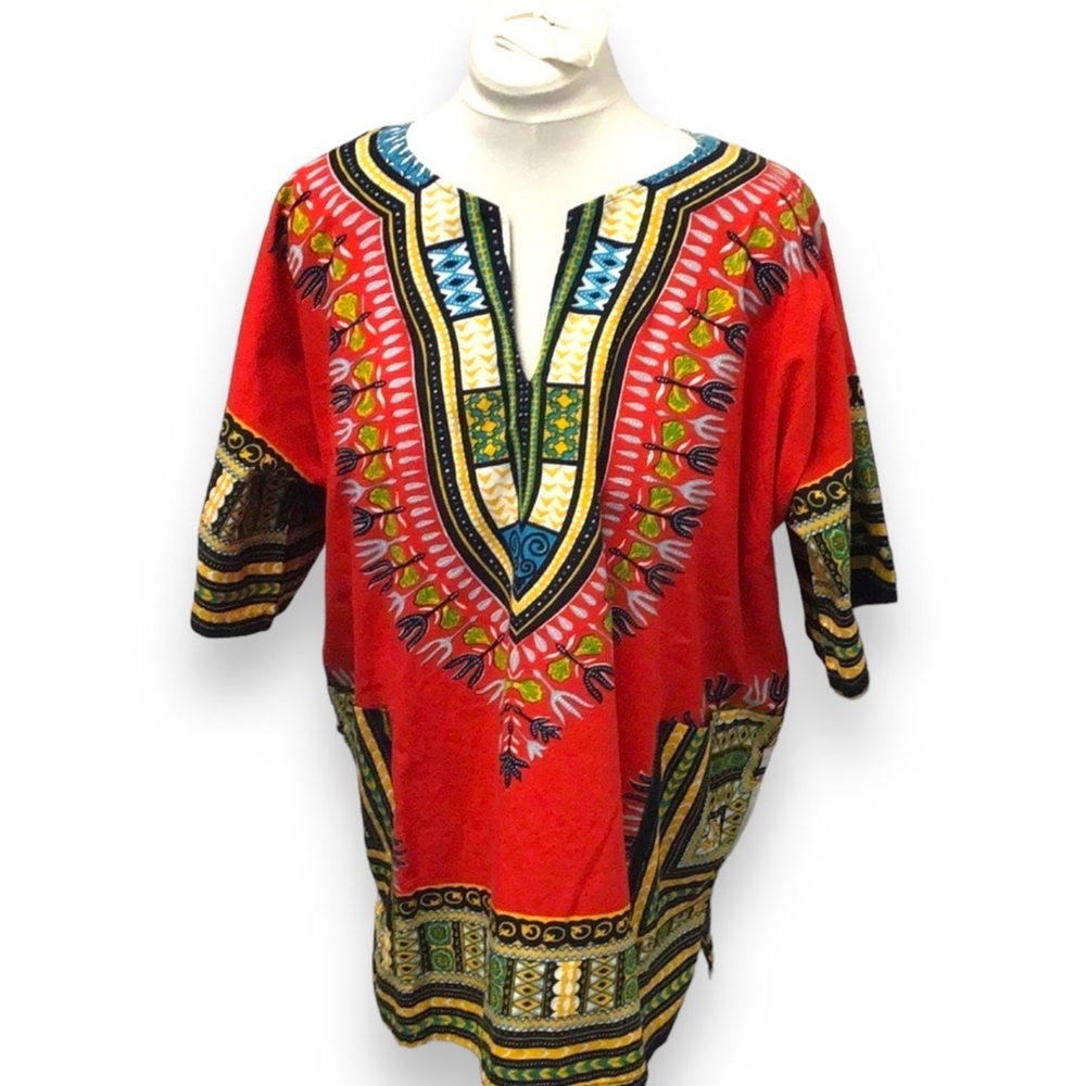 National Sport Shirts by Manhattan Mens Short Sleeve Ethnic Tunic, size L